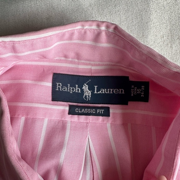Ralph Lauren Classic Fit Pink with White Stripe - Picture 2 of 4